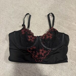 Elegant Black and Red Lace Bralette
